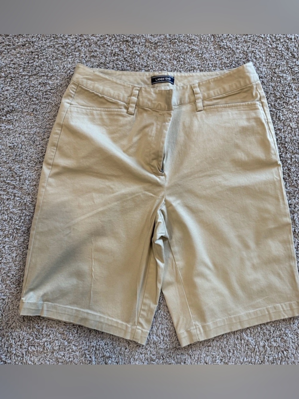 Land’s End Mid Rise Bermuda Shorts, Tan/Khaki, Size 10 Tall